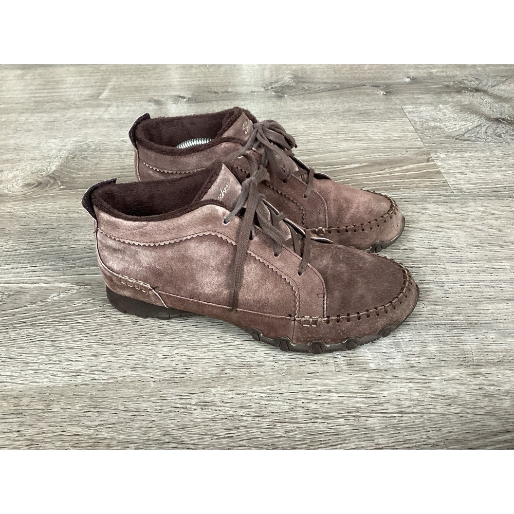 Skechers Womens Size 8 Bikers Lineage Chocolate Suede Lace Up Chukka Shoes 44706